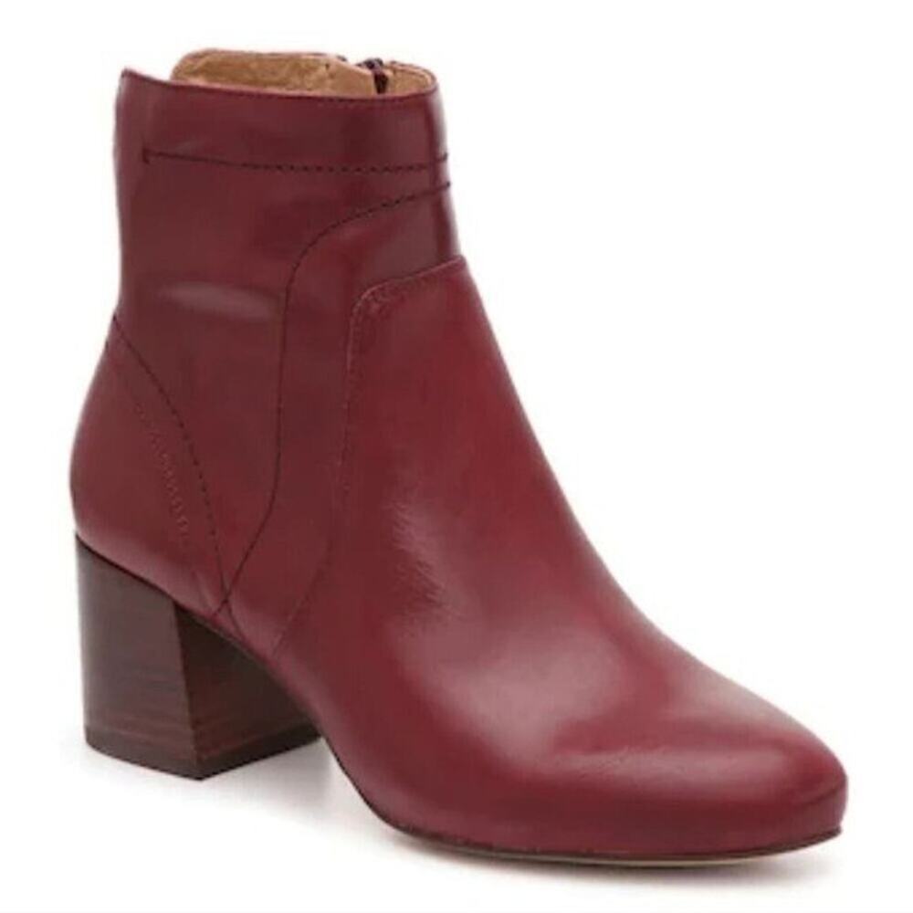 Corso COMO LIZA Burgundy Red Leather Chunky Heeled booties Boots size 11